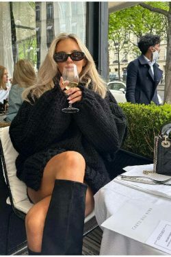 Coquette Aesthetic Turtleneck Knitted Pullover for Y2K Fashionistas