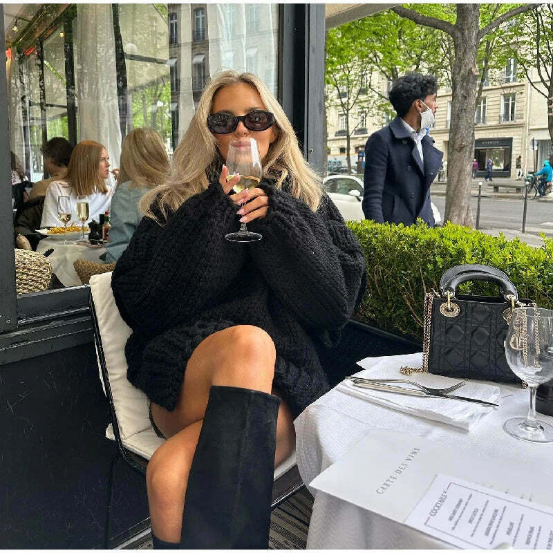 Coquette Aesthetic Turtleneck Knitted Pullover for Y2K Fashionistas Coquette Aesthetic Turtleneck Knitted Pullover for Y2K Fashionistas