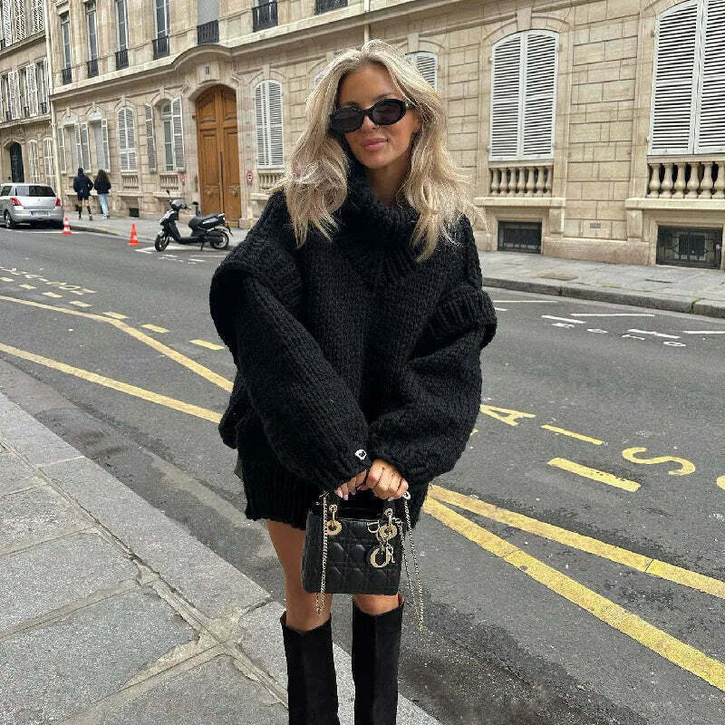 Coquette Aesthetic Turtleneck Knitted Pullover for Y2K Fashionistas Coquette Aesthetic Turtleneck Knitted Pullover for Y2K Fashionistas