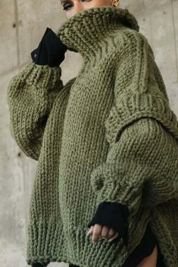 Coquette Aesthetic Turtleneck Knitted Pullover for Y2K Fashionistas