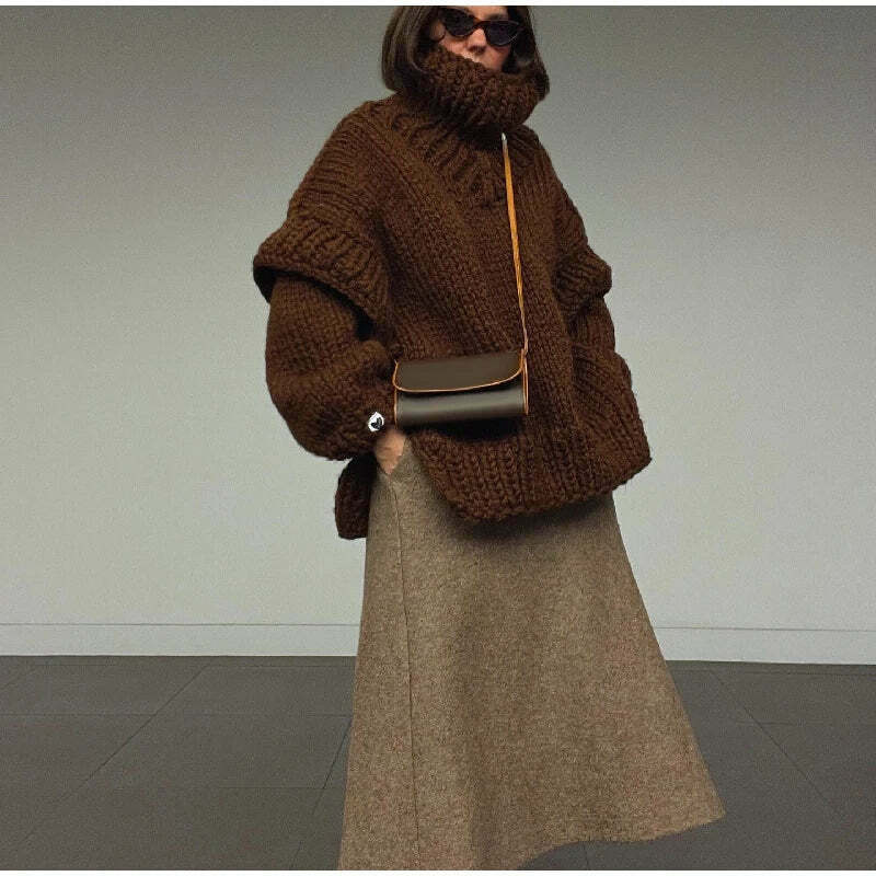 Coquette Aesthetic Turtleneck Knitted Pullover for Y2K Fashionistas Coquette Aesthetic Turtleneck Knitted Pullover for Y2K Fashionistas