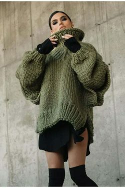Coquette Aesthetic Turtleneck Knitted Pullover for Y2K Fashionistas