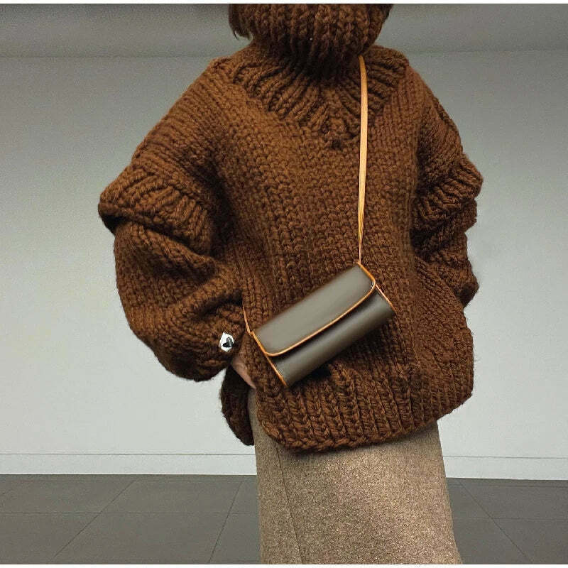 Coquette Aesthetic Turtleneck Knitted Pullover for Y2K Fashionistas Coquette Aesthetic Turtleneck Knitted Pullover for Y2K Fashionistas