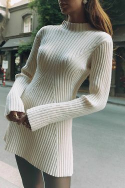 Coquette Aesthetic Turtleneck Sweater Dress - Y2K Fashion - Grunge Style -