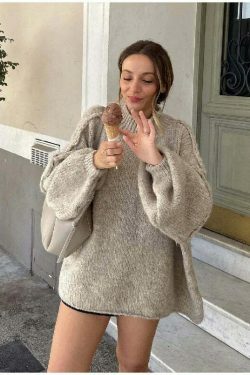 Coquette Aesthetic Turtleneck Tranquility Jumper - Y2K Fashion for Women, Grunge Style, Cute Tops