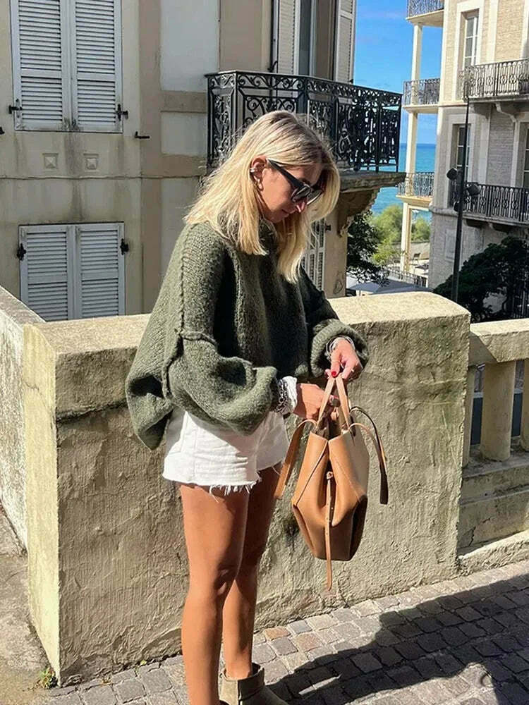 Coquette Aesthetic Turtleneck Tranquility Jumper - Y2K Fashion for Women, Grunge Style, Cute Tops