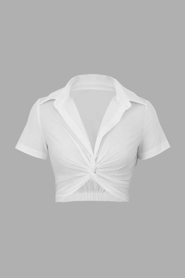 Coquette Aesthetic Twist Detail Cropped Shirt - Y2K Fashion Twist for Women's Niche Style