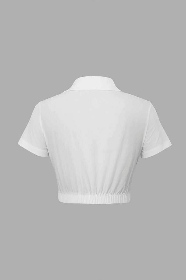 Coquette Aesthetic Twist Detail Cropped Shirt - Y2K Fashion Twist for Women's Niche Style