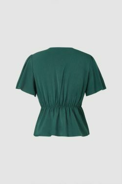 Coquette Aesthetic Twist Detail Flutter Sleeve Blouse