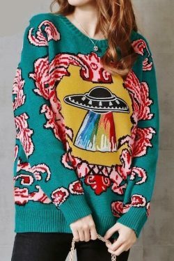 Coquette Aesthetic UFO Clouds Sweater for a Dreamy Fall Look