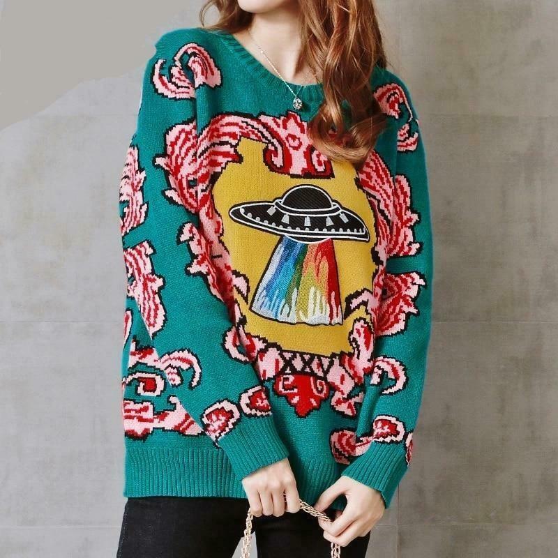 Coquette Aesthetic UFO Clouds Sweater for a Dreamy Fall Look Coquette Aesthetic UFO Clouds Sweater for a Dreamy Fall Look