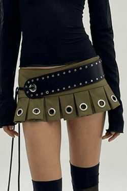 Coquette Aesthetic Ultra Short Low Waist Belt Mini Skirt