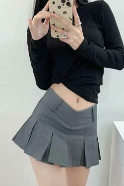 Coquette Aesthetic V-Cut Pleated Micro Mini Skirt