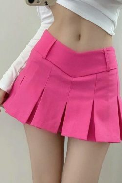 Coquette Aesthetic V-Cut Pleated Micro Mini Skirt