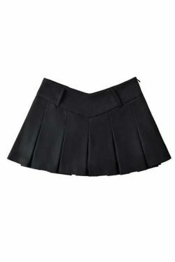 Coquette Aesthetic V-Cut Pleated Micro Mini Skirt