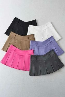 Coquette Aesthetic V-Cut Pleated Micro Mini Skirt