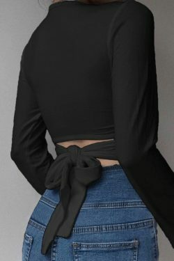 Coquette Aesthetic V-Neck Bow Long Sleeve Tee - Y2K Fashion Statement Piece