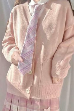 Coquette Aesthetic V-Neck Cardigan: Y2K Fashion with Grunge & Pastel Goth Vibes