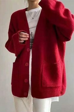 Coquette Aesthetic V-Neck Cardigan: Y2K Fashion with Grunge & Pastel Goth Vibes