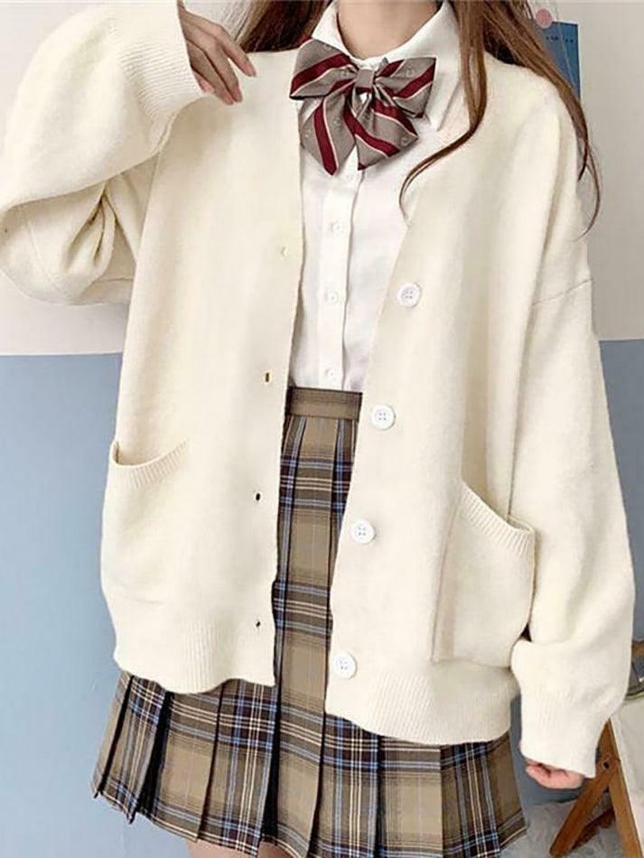 Coquette Aesthetic V-Neck Cardigan: Y2K Fashion with Grunge & Pastel Goth Vibes Coquette Aesthetic V-Neck Cardigan: Y2K Fashion with Grunge & Pastel Goth Vibes