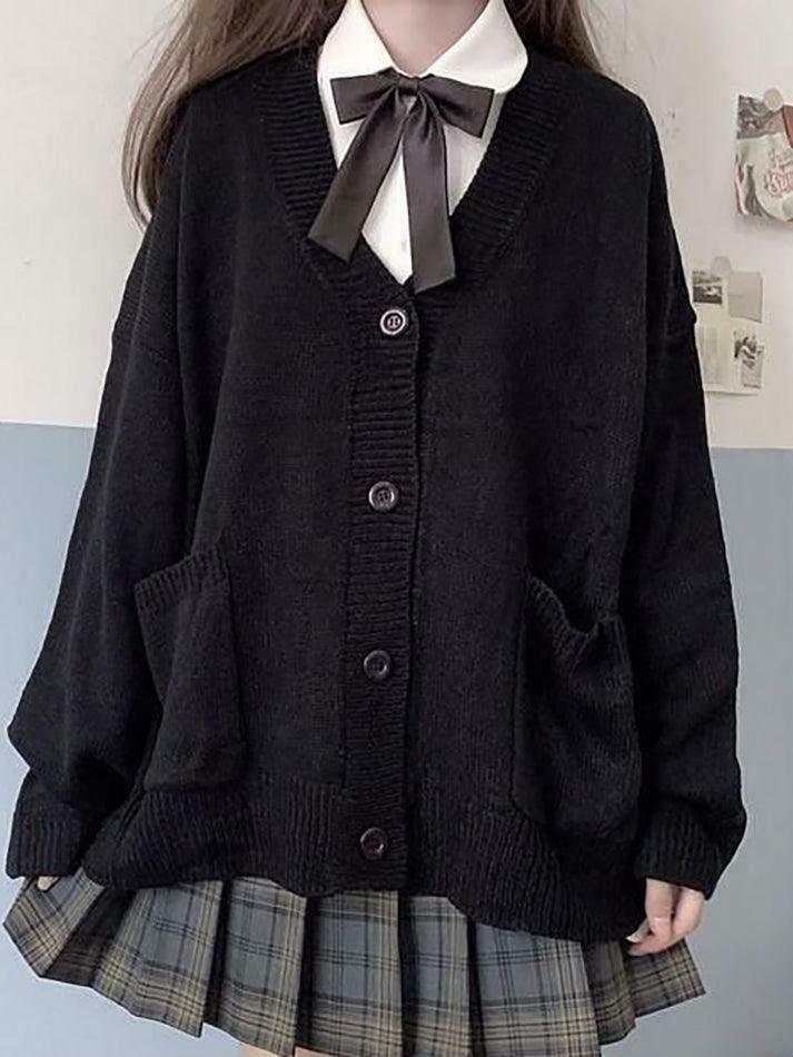 Coquette Aesthetic V-Neck Cardigan: Y2K Fashion with Grunge & Pastel Goth Vibes Coquette Aesthetic V-Neck Cardigan: Y2K Fashion with Grunge & Pastel Goth Vibes