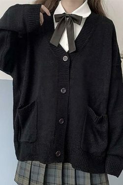 Coquette Aesthetic V-Neck Cardigan: Y2K Fashion with Grunge & Pastel Goth Vibes