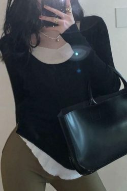 Coquette Aesthetic V-Neck Fake Two-Piece Knit Sweater