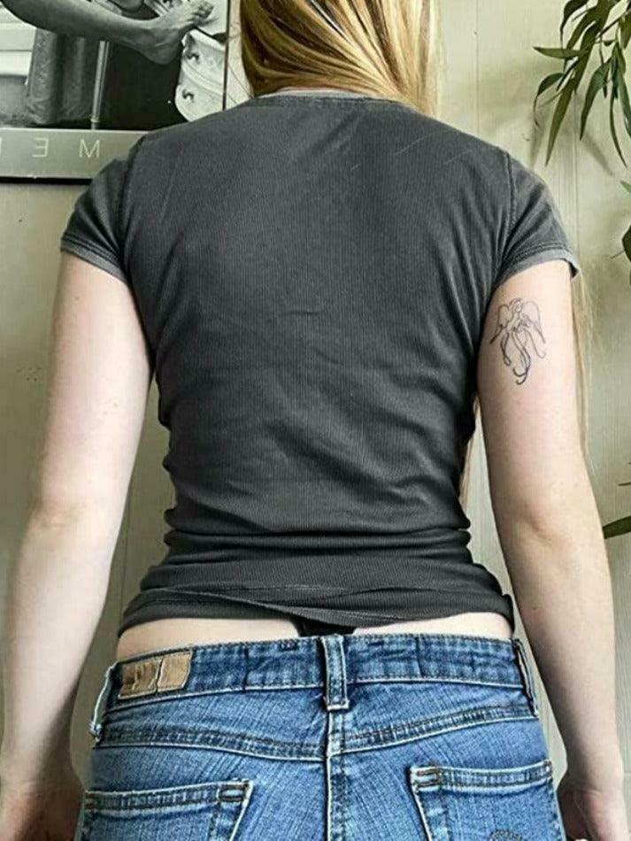 Coquette Aesthetic V-Neck Knit Top in Solid Color - Y2K Fashion Statement