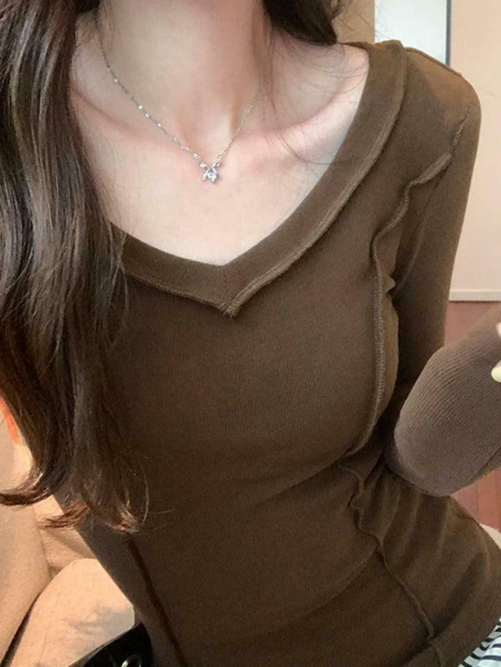 Coquette Aesthetic V-Neck Knit Top: Y2K Fashion, Grunge & Pastel Goth Vibes