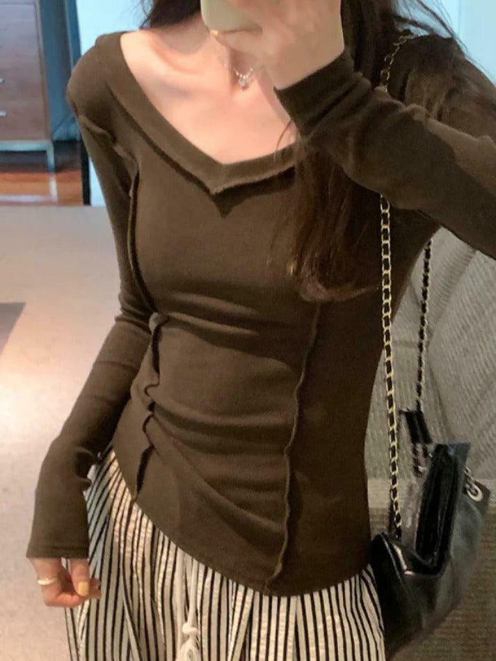 Coquette Aesthetic V-Neck Knit Top: Y2K Fashion, Grunge & Pastel Goth Vibes