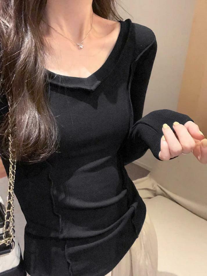 Coquette Aesthetic V-Neck Knit Top: Y2K Fashion, Grunge & Pastel Goth Vibes