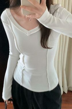 Coquette Aesthetic V-Neck Knit Top: Y2K Fashion, Grunge & Pastel Goth Vibes