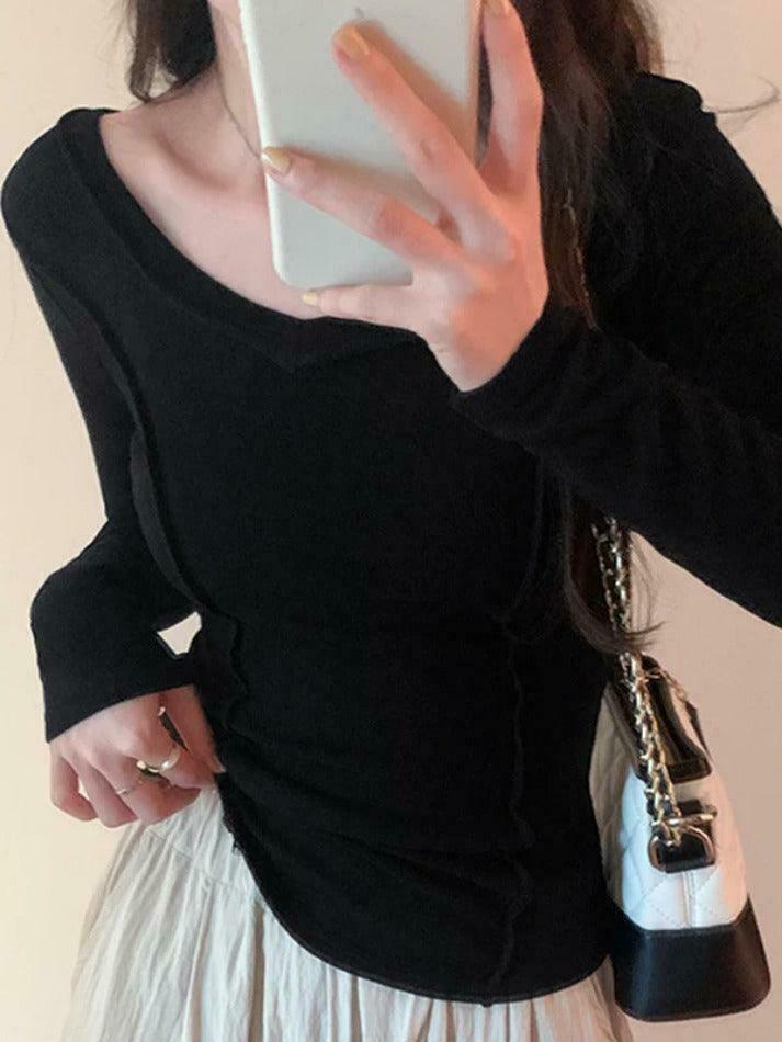 Coquette Aesthetic V-Neck Knit Top: Y2K Fashion, Grunge & Pastel Goth Vibes