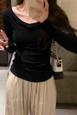 Coquette Aesthetic V-Neck Knit Top: Y2K Fashion, Grunge & Pastel Goth Vibes