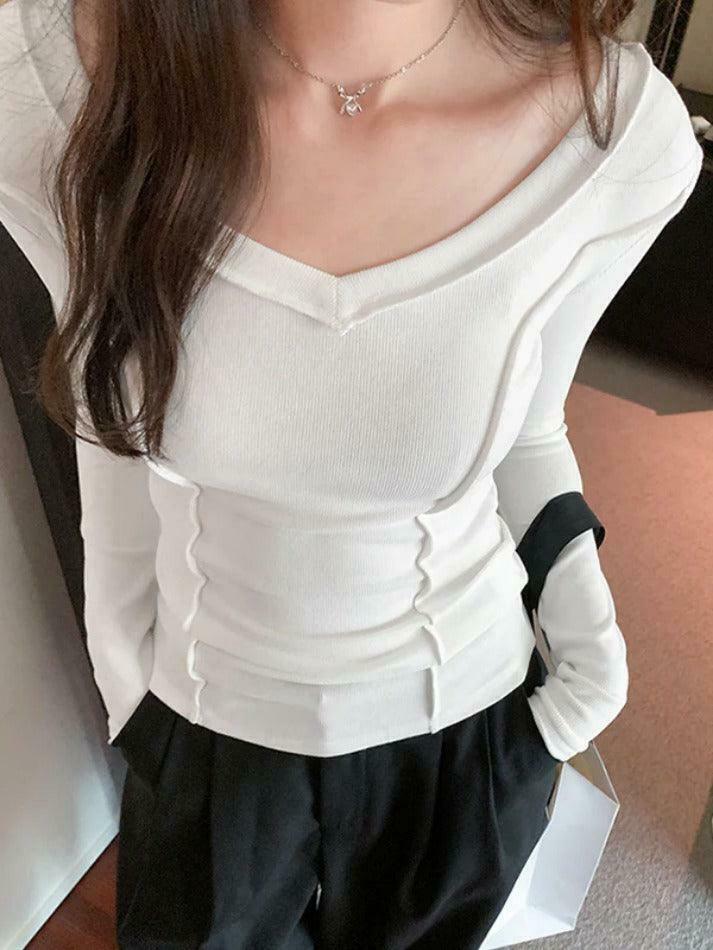 Coquette Aesthetic V-Neck Knit Top: Y2K Fashion, Grunge & Pastel Goth Vibes