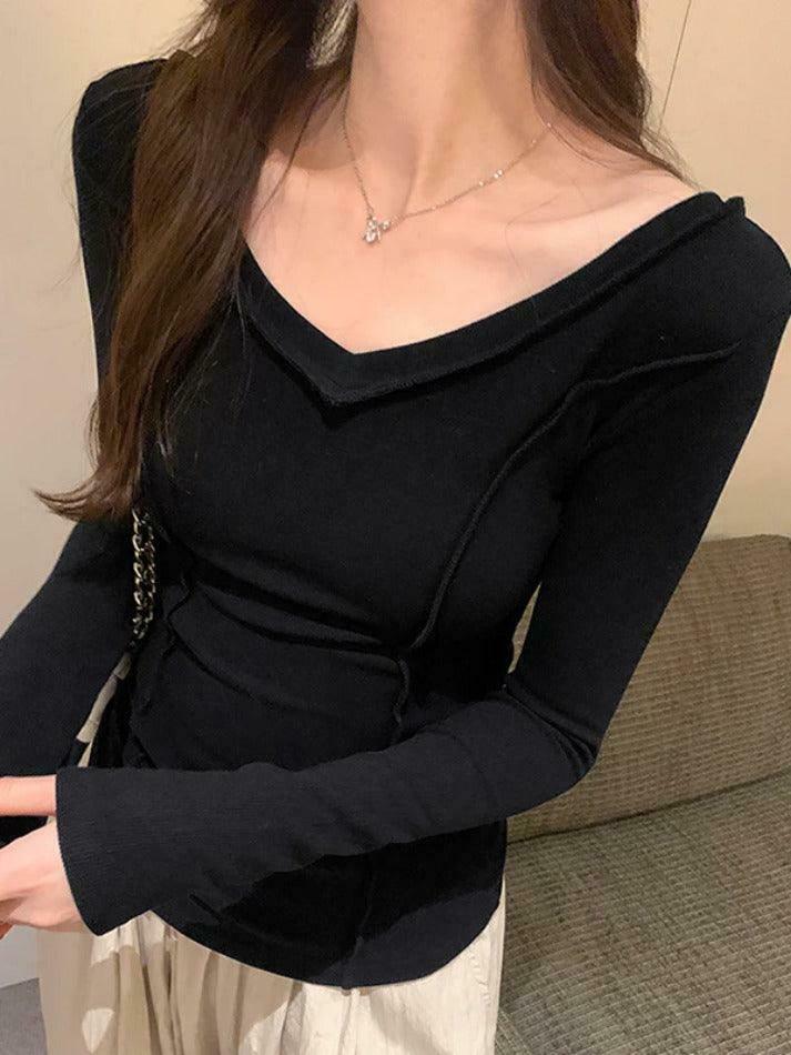 Coquette Aesthetic V-Neck Knit Top: Y2K Fashion, Grunge & Pastel Goth Vibes