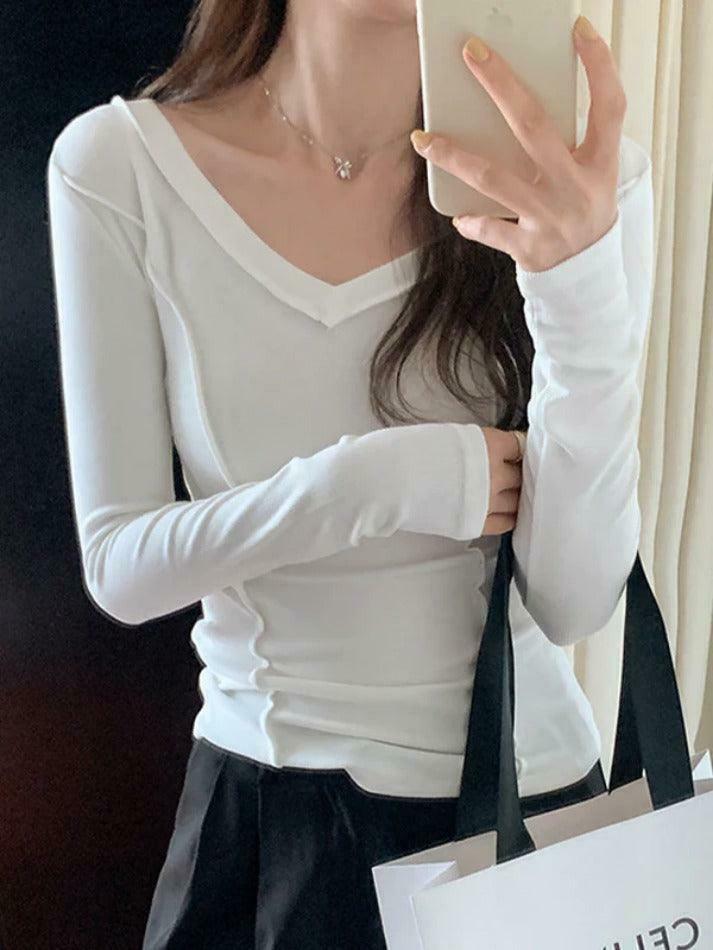 Coquette Aesthetic V-Neck Knit Top: Y2K Fashion, Grunge & Pastel Goth Vibes