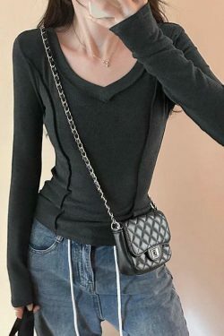 Coquette Aesthetic V-Neck Knit Top: Y2K Fashion, Grunge & Pastel Goth Vibes