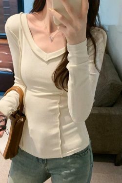 Coquette Aesthetic V-Neck Knit Top: Y2K Fashion, Grunge & Pastel Goth Vibes