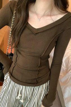 Coquette Aesthetic V-Neck Knit Top: Y2K Fashion, Grunge & Pastel Goth Vibes