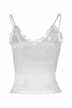 Coquette Aesthetic V-Neck Lace Embroidery Cami Top