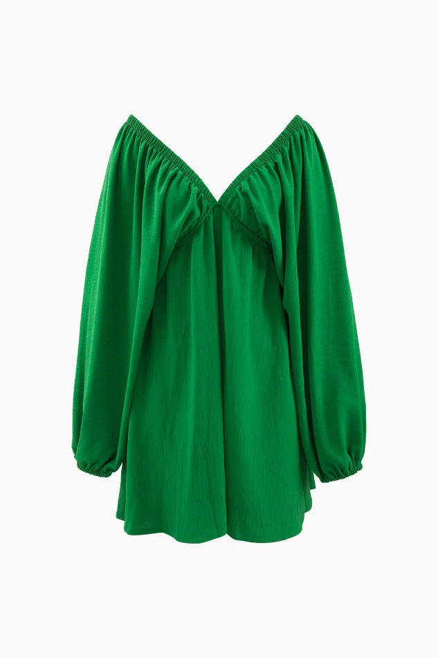 Coquette Aesthetic V-Neck Mini Dress with Puff Sleeves Coquette Aesthetic V-Neck Mini Dress with Puff Sleeves