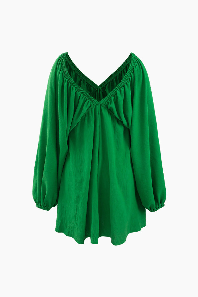 Coquette Aesthetic V-Neck Mini Dress with Puff Sleeves Coquette Aesthetic V-Neck Mini Dress with Puff Sleeves