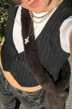 Coquette Aesthetic V-Neck Pinstriped Button Corset Top