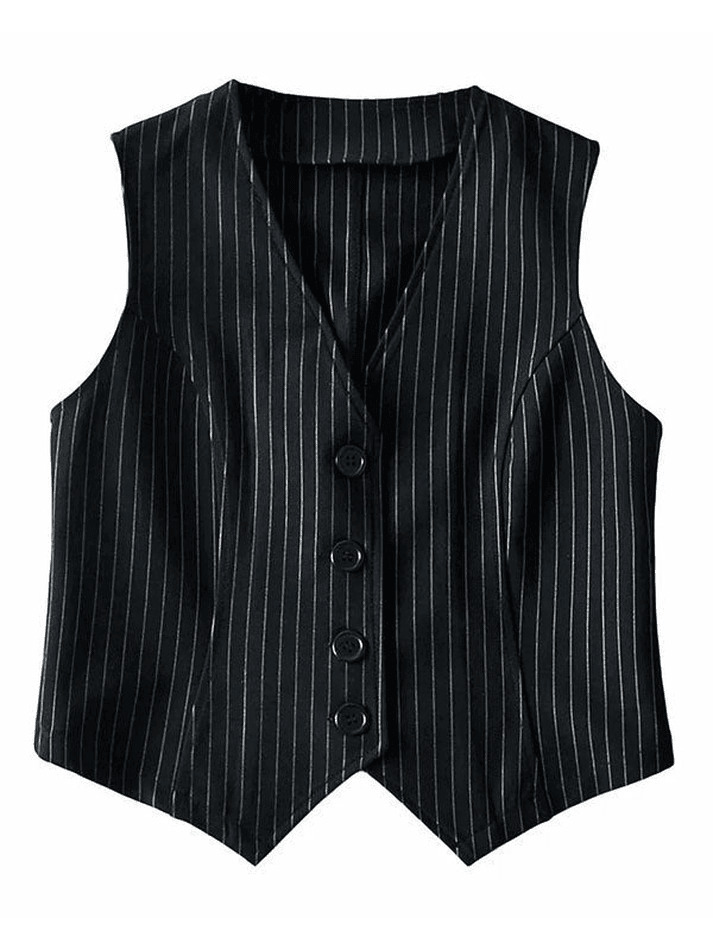 Coquette Aesthetic V-Neck Pinstriped Button Corset Top Coquette Aesthetic V-Neck Pinstriped Button Corset Top