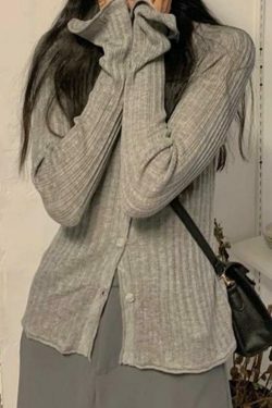 Coquette Aesthetic V-Neck Ribbed Thin Long Sleeve Knit Sweater