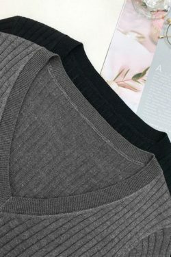 Coquette Aesthetic V-Neck Slim Cutout Long Sleeve Knit Sweater