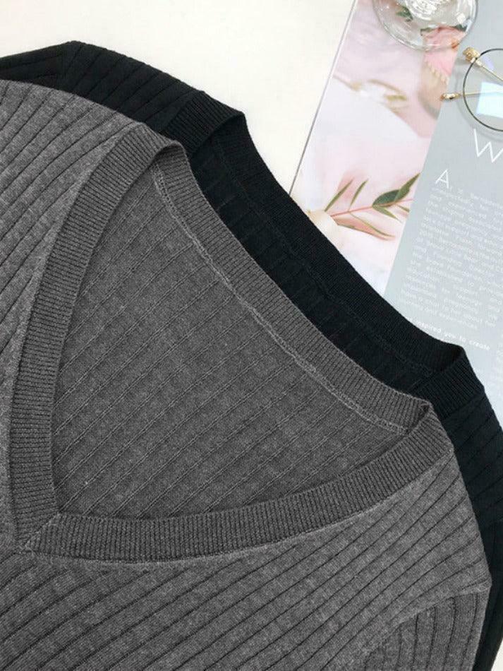 Coquette Aesthetic V-Neck Slim Cutout Long Sleeve Knit Sweater Coquette Aesthetic V-Neck Slim Cutout Long Sleeve Knit Sweater