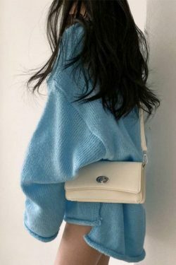 Coquette Aesthetic V-Neck Sweater: Y2K Fashion Loose Fit with Rolled Hem Detail