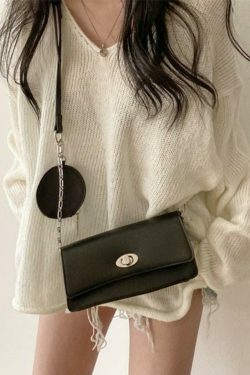 Coquette Aesthetic V-Neck Sweater: Y2K Fashion Loose Fit with Rolled Hem Detail